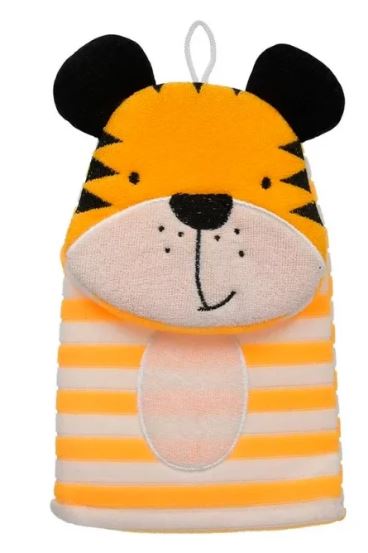 Мочалка варежка д/нежной и чувств.кожи Тигр,